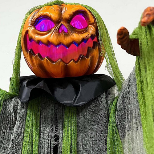 Halloween Pumpkin Head Monster Haunted House Front Door