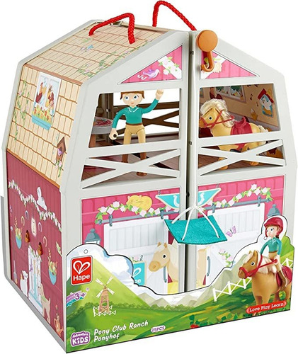 Hape Hap-e Pony Ranch Barn Stable Club Playset Casa De M