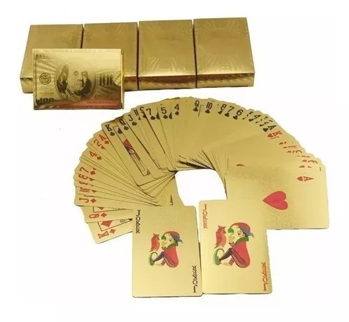 Baralho Jogo Cartas Buraco Truco Sueca Poker Dourado Gold