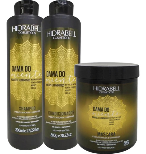 Kit Hidrabell Dama Do Oriente - Shampoo + Cond. + Mascara