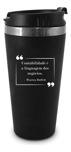 Copo Térmico Emborrachado Curso Ciências Contábeis 450ml Cor Cinza Liso