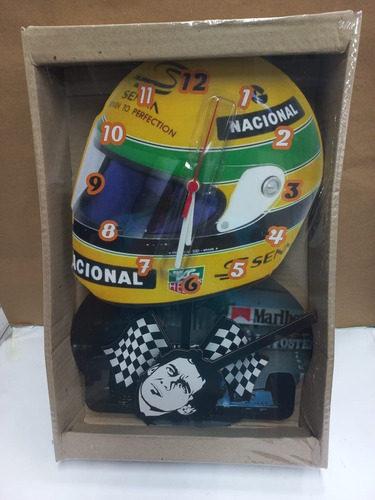 Relógio Parede Com  Pêndulo - Senna Capacete  A Pilhas