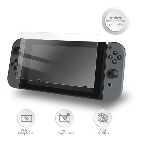 Imagen 7 de 8 de Funda Nintendo Switch Kit 5 En 1 Case Joycon Grips Mica