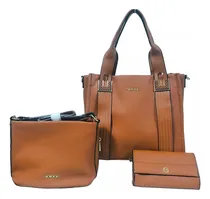 Comprar Cartera Cuero Pu -ardilla Roja Set De 3 Piezas Camel Lisa