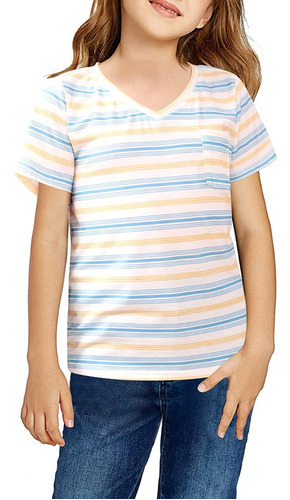 Camisa Casual A Rayas De Verano Para Niñas