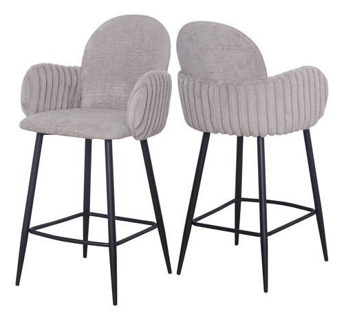 Set 2 Banco Para Barra Desayunadora Para Cocina Y Bar 110cm Acabado De La Estructura Laqueado Color Gris