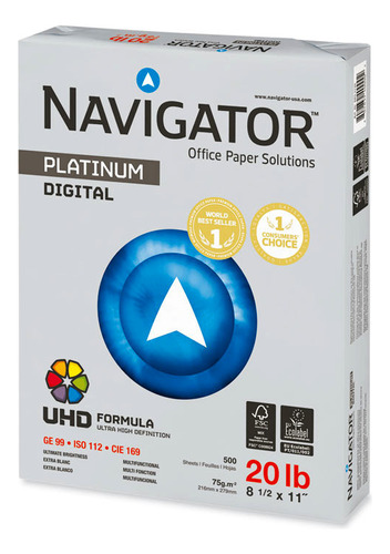Papel Navigator Platinum Blanco Doble Carta 75gr - 500 Hojas