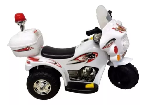 Mini Moto Eletrica Infantil Policia Criança Som Luz Branca