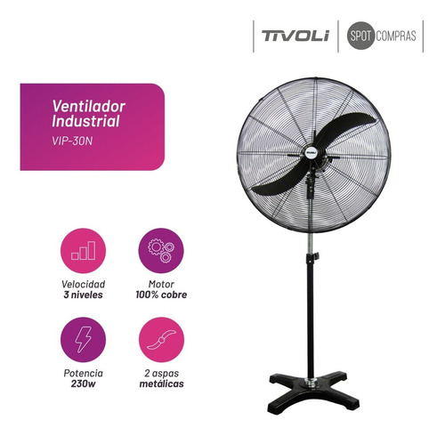 Ventilador De Pie Tipo Industrial 30 Tivoli Vip-30n 230watts
