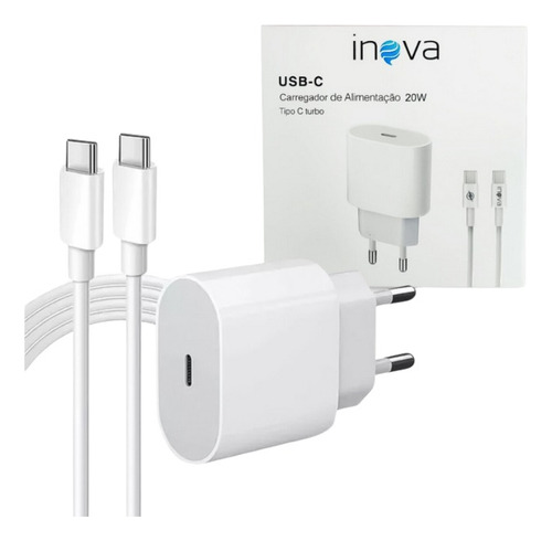 Fonte Carregador Turbo 20w Com Cabo Tipo C Android iPhone 15