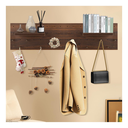 Jodaueueyu Pegboard De Madera Con Estantes Y Ganchos De De