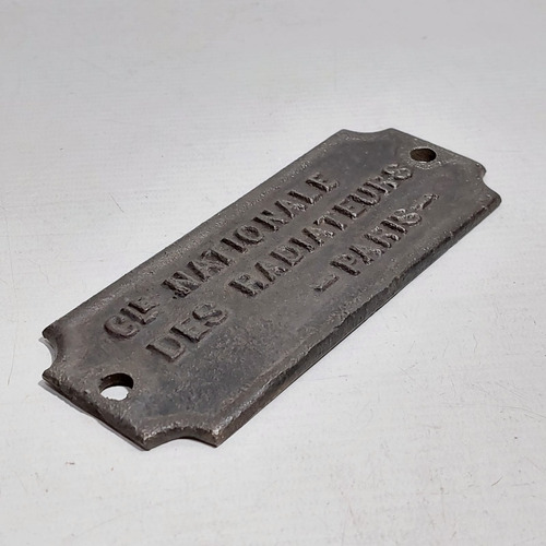 Antigua Placa Cia Nacional Radiadores Francia Mag 63107 (Usado)