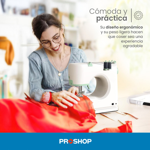 Maquina De Coser Portatil Electrica 16 Puntadas Pedal Luz Color Blanco Smart Tech FHSM-520