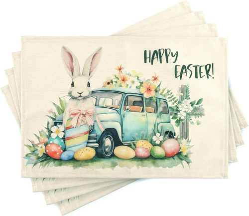 Manteles Individuales De Conejo De Pascua Huevos Set De 4 Pa