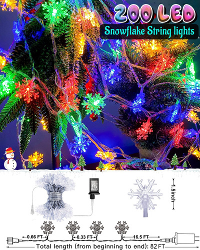 Luces De Cuerda De Copo De Nieve De Navidad Al Aire Libre, 2