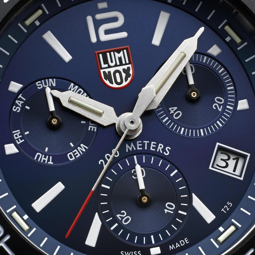 Reloj De Pulsera Luminox Para Hombre Plateado Xs.3144 Color del bisel Negro Color del fondo Azul
