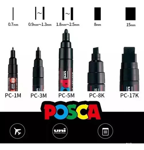 De T Marcadores Posca Uni Pc, 3 M, Plumones, 16 Colores