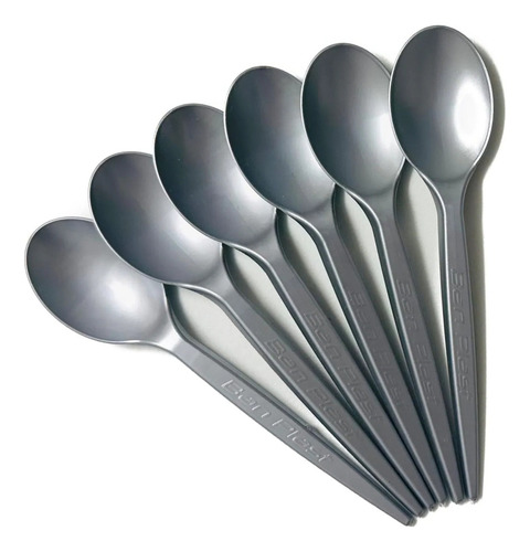 Pack Cucharas Stendy Para Postre X100 Unidades Sundae Plástico Fuerte Descartables Color Plateado