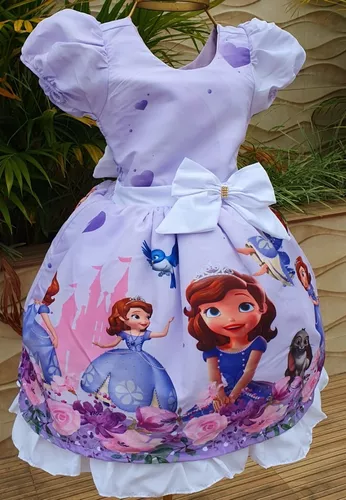 Vestido Princesa Sofia + Camisetas Pai E Mãe + Tiara