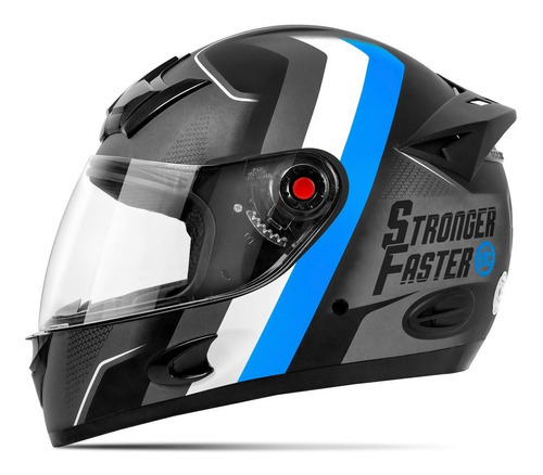 Capacete De Moto Feminino Etceter Stronger Faster Fosco Cor Cinza/Azul Tamanho do capacete 60
