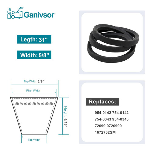 Ganivsor 954-0142 Reemplaza La Correa De Transmisión Mtd 954