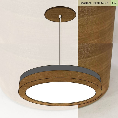 Lampara Techo Colgante Dual 32x6 24w Tubo Madera G2 + Color