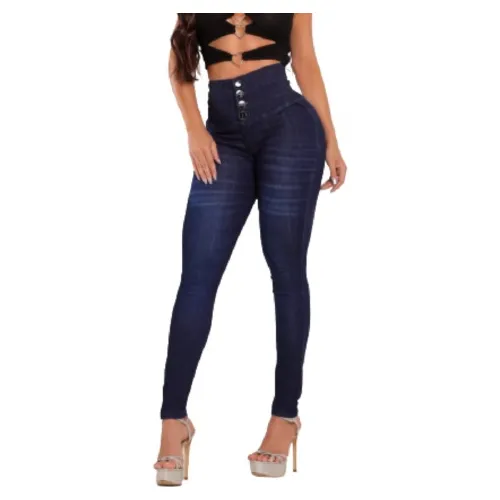 Calça Jeans Feminina Cós Alto Com Elástico Oxtreet