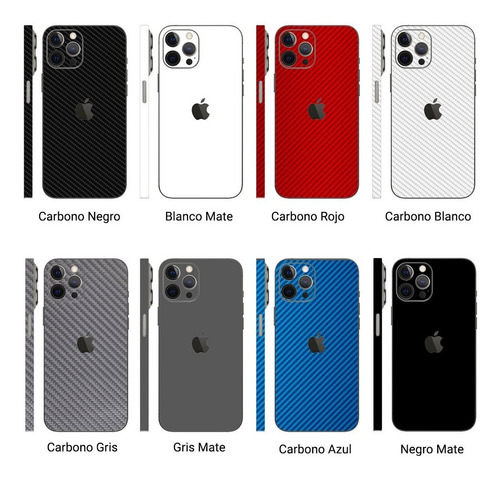Skin Ploteo Adhesivo Carbono iPhone 11 12 13 14 Con Lateral