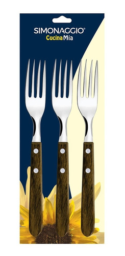 Tenedor De Mesa X3 Mango Madera Cucina Mia Simonaggio