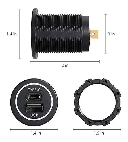 Damavo Ym1218 Usb C Y Usb A Puerto Dual Cargador De Coche En