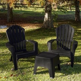 Imagen 1 de 3 de Set De 2 Sillones Miami + Mesa Sunset Negro Garden Life V656