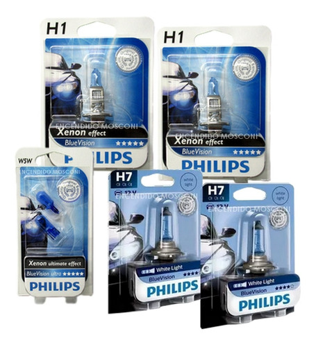 Imagen 1 de 7 de Lampara H7 H1 Philips Reglamentarias Blue Vision