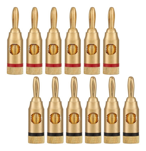 Conector Tipo Banana Chapado En Oro, 6 Pares