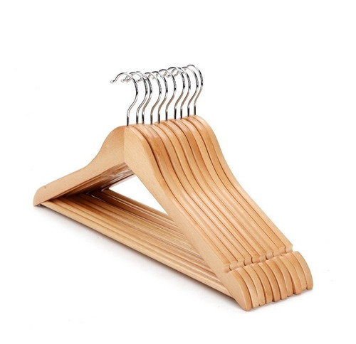 Imagen 5 de 8 de Perchas De Madera Lustrada Exahome Elegante Pack 256 Unid