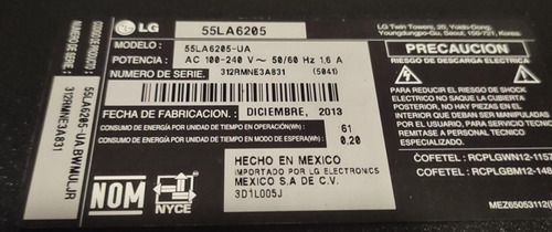 Imagen 3 de 3 de Botones Y Receptor Infrarrojo LG 55la6205-ua Con Su Arnes