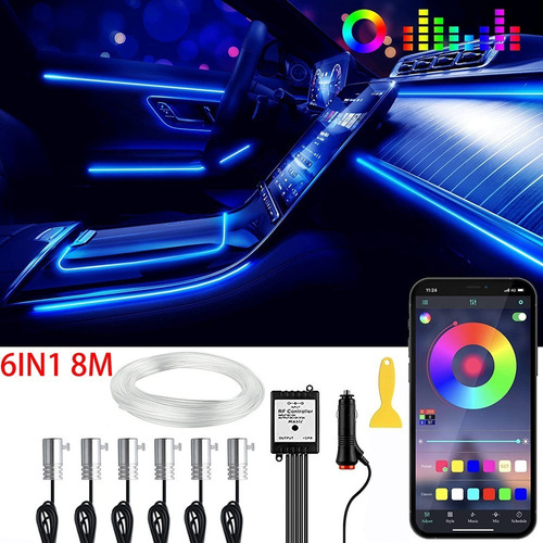 Luz Led Ambiente De Neon Para Carro Rgb Ritmo Musica App 8m