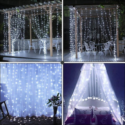 Imagen 3 de 4 de Cortina 320 Led 3x2 Mts Blanco Frio Eventos Matrimonio Boda