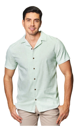 Camisas Hombre Manga Corta Moda Relaxed Fit Con Textura