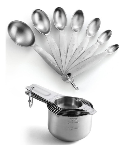 Juego De 7 Cucharas Y Tazas Medidoras Con Escalas Claras