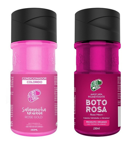  Kit Salamandra Mexicana E Boto Rosa 150ml Kamaleão Color Tom Rosa Gold + Rosa Neon