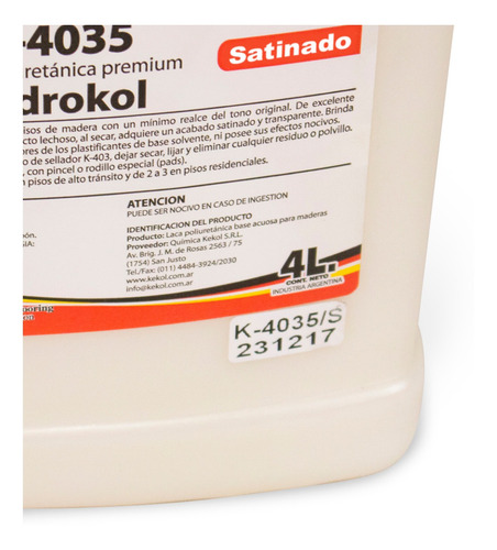Imagen 4 de 5 de Hidrolaca Madera Plastificante Piso Melacril Kekol K4035m 4l