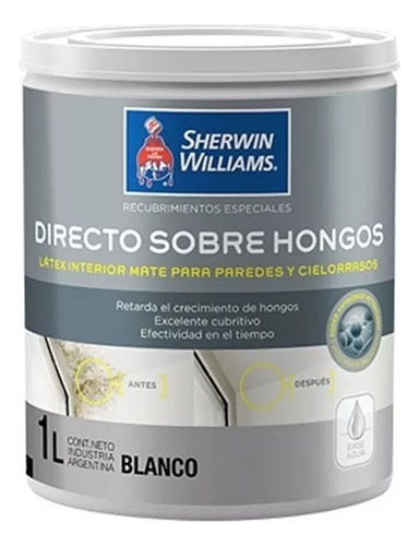 Pintura Latex Interior Mate Directo Sobre Hongos  4 Lt 