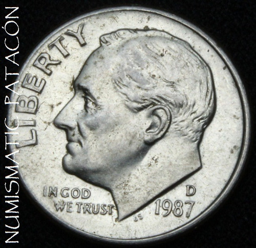 Moneda Usa One Dime 1987 Letra D - Excelente