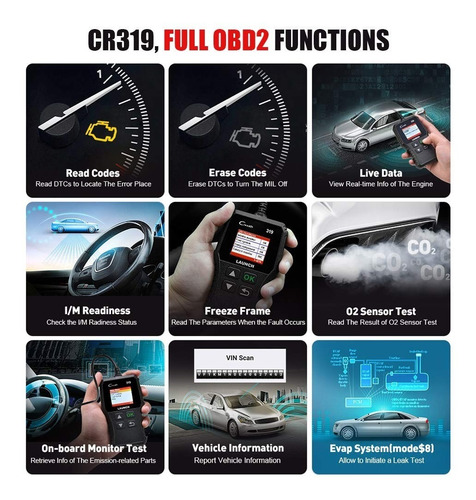 Imagen 4 de 10 de Escáner Automotriz Launch Creader Cr319 Motor Obd2 Obdii
