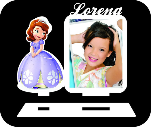 Porta Retrato Kit 40 Princesa Sofia Com Nome Mdf Luxo Branco