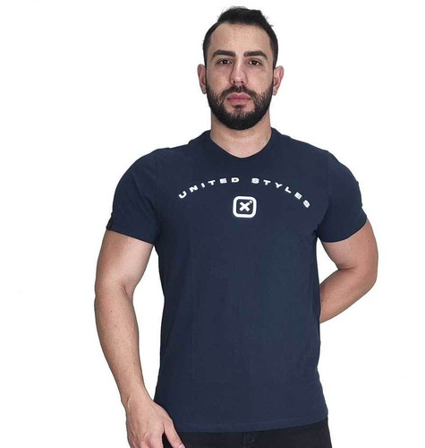 Camiseta Masculina Country Txc Brand Azul Marinho Estampada