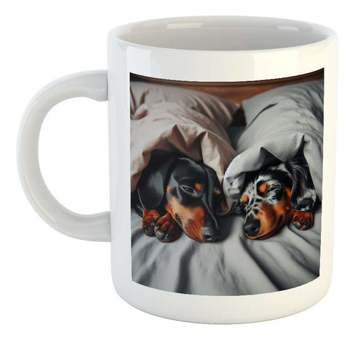 Taza Ceramica Perro Salchicha Arlequin Descansando