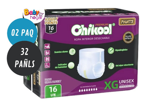 Pañales Chikool Adult Pants Premium Talla Xg X2 Paq