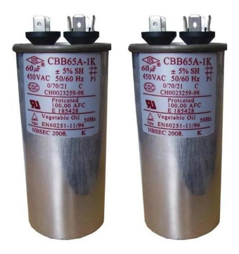 Capacitor 60uf Microfaradios En Aceite 450vac +-5% Cbb65