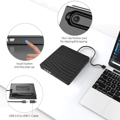 Yrrnae Unidad De Dvd Externa, Usb C/usb3.0 De Doble Puerto P